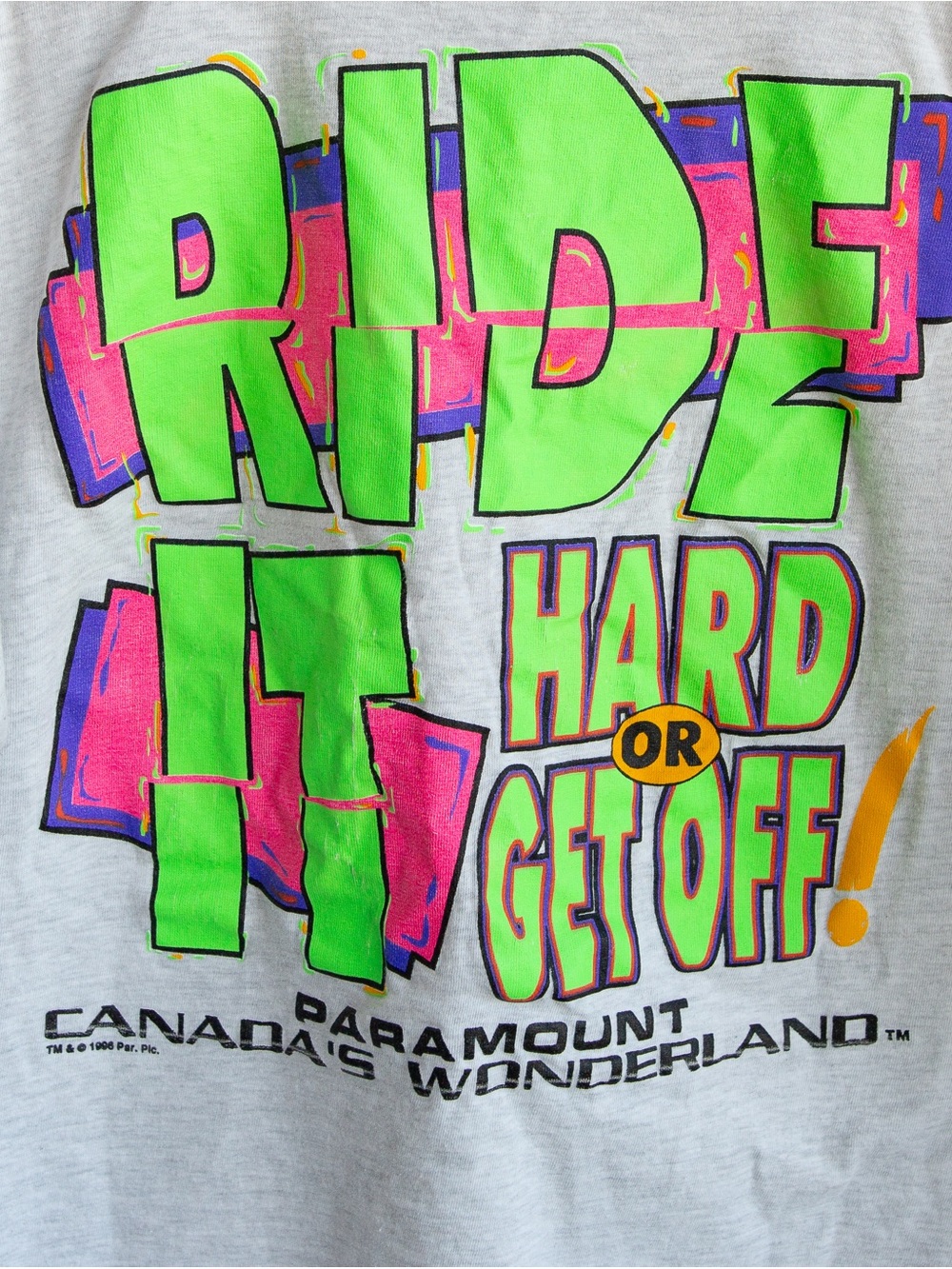 Vintage 1996 Canada’s Wonderland Ride It Hard Or Get Off Graphic Tee L